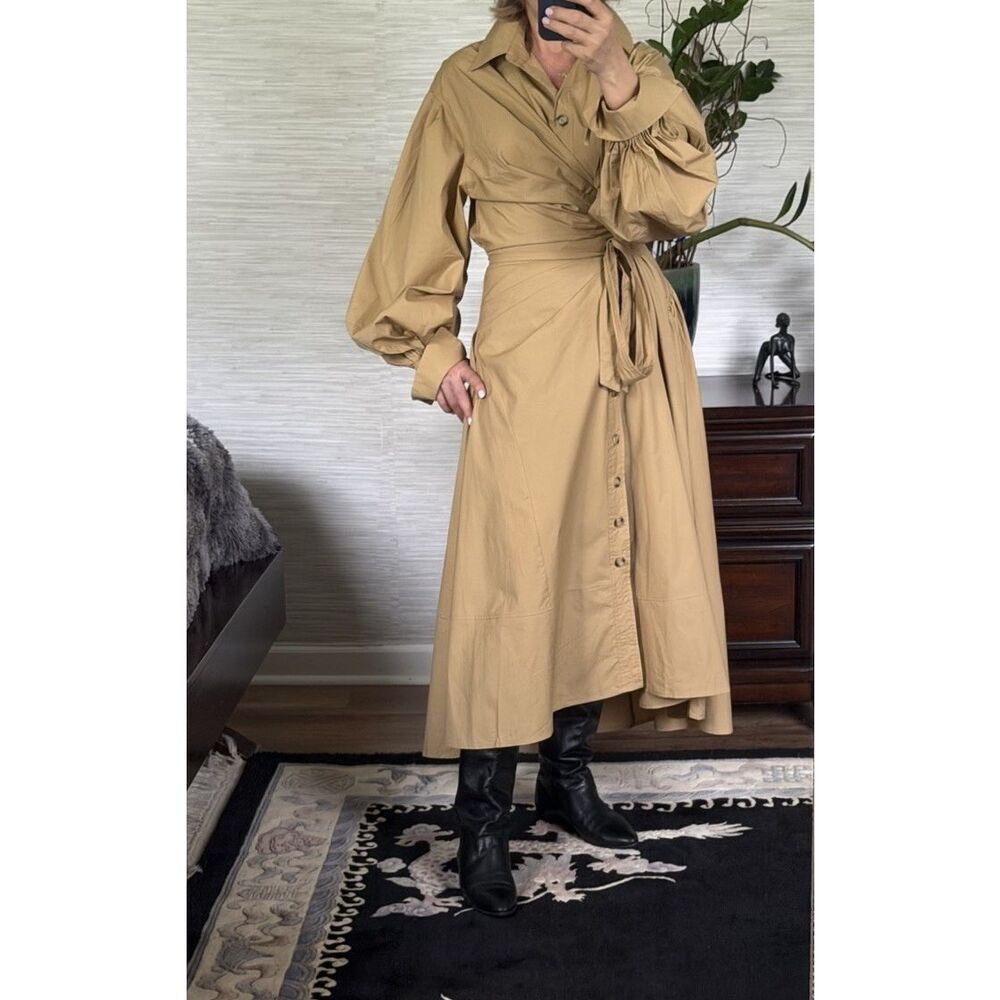 Inspired Designer Poplin Shirt Dress Beige Size M Brand New